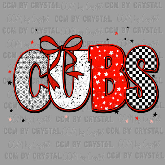 Cubs Red Mascot Ready to Press Transfer DTF Transfer Sublimation Transfer