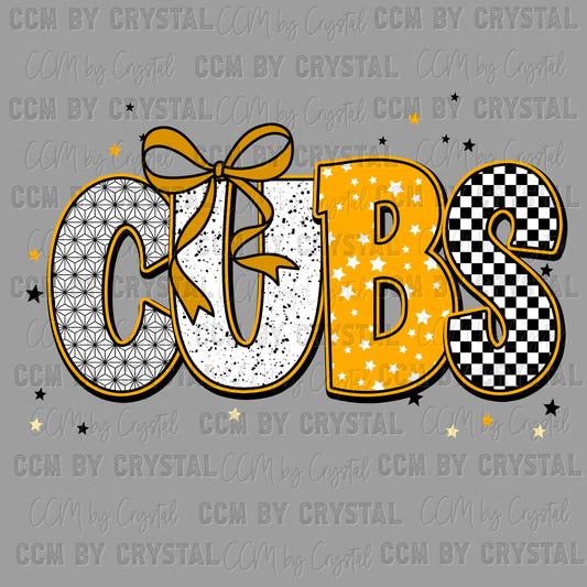 Cubs Yellow Mascot Ready to Press Transfer DTF Transfer Sublimation Transfer