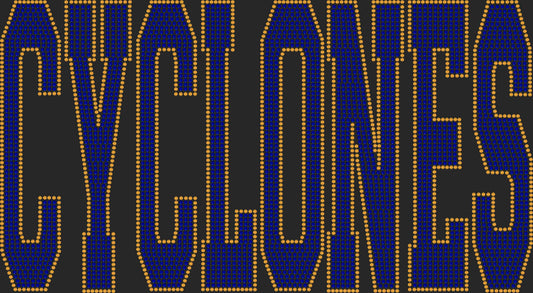 Cyclones 2-Color Approximately 11" wide X 6" tall Spangle Transfer