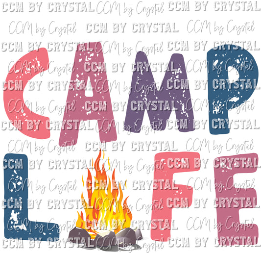 Camp Life Fire Print Ready to Press Transfer