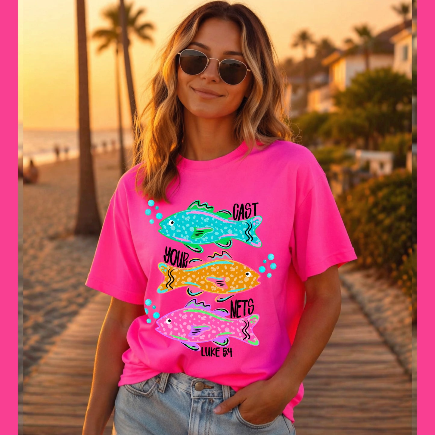 Cast Your Nets Summer Fishing DTF Transfer Sublimation Transfer