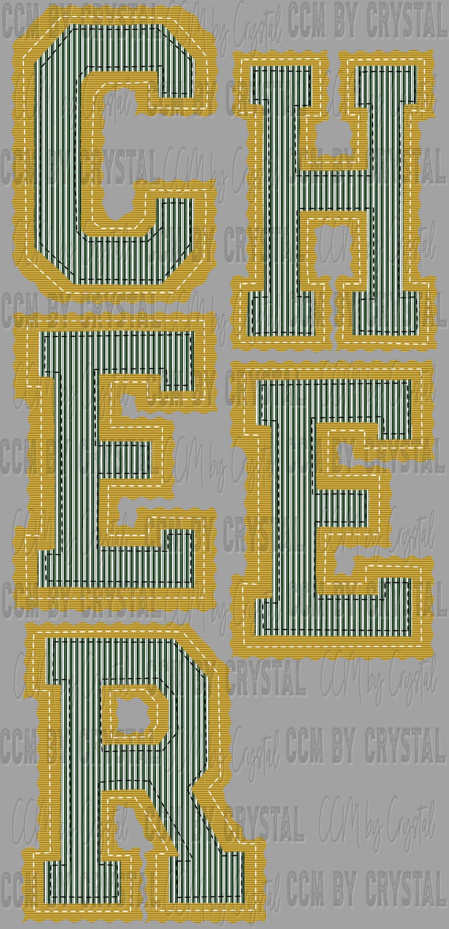 Cheer Faux Embroidery Stripes Sports Mascot Ready to Press Transfer DTF Transfer Sublimation Transfer