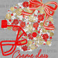 Game Day Football Helmet Floral Red White Gold Bow Flowers Sports Ready to Press Transfer DTF Transfer Sublimation Transfer