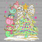 Christmas Tree Bow Snowmen Faux Glitter Ready to Press Transfer DTF Transfer Sublimation Transfer
