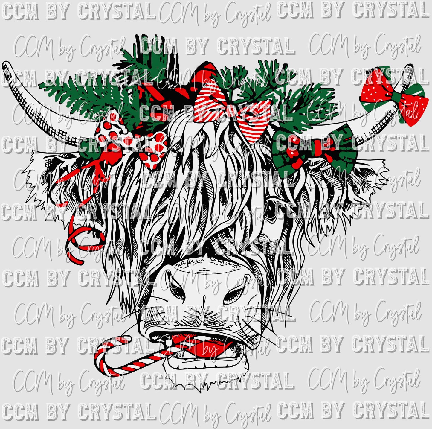 Christmas Highland Cow Ready to Press Transfer