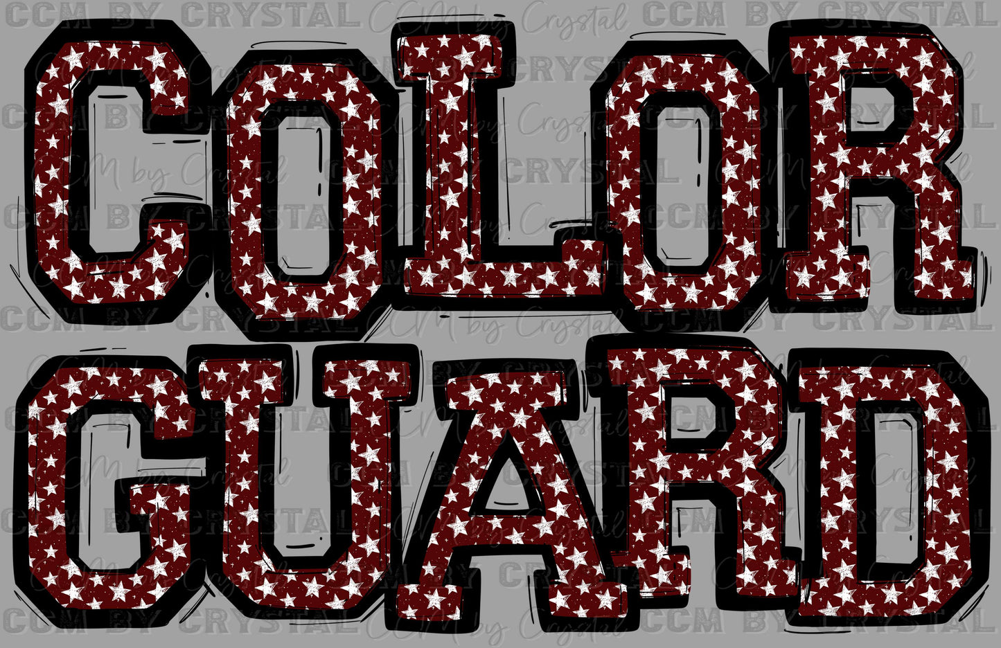 Color Guard Maroon Dots Mascot Sports Ready to Press Transfer DTF Transfer Sublimation Transfer