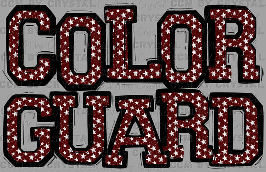 Color Guard Maroon Dots Mascot Sports Ready to Press Transfer DTF Transfer Sublimation Transfer