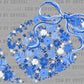 Football Floral Light Blue Navy Bow Flowers Sports Ready to Press Transfer DTF Transfer Sublimation Transfer