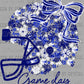 Game Day Football Helmet Floral Navy White Bow Flowers Sports Ready to Press Transfer DTF Transfer Sublimation Transfer