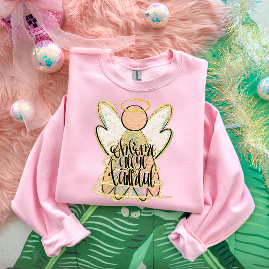 Oh Come All Ye Faithful Faux Glitter Christmas Ready to Press Transfer Instant Peel DTF Transfer Sublimation Transfer