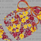 Football Floral Maroon Yellow Bow Flowers Sports Ready to Press Transfer DTF Transfer Sublimation Transfer