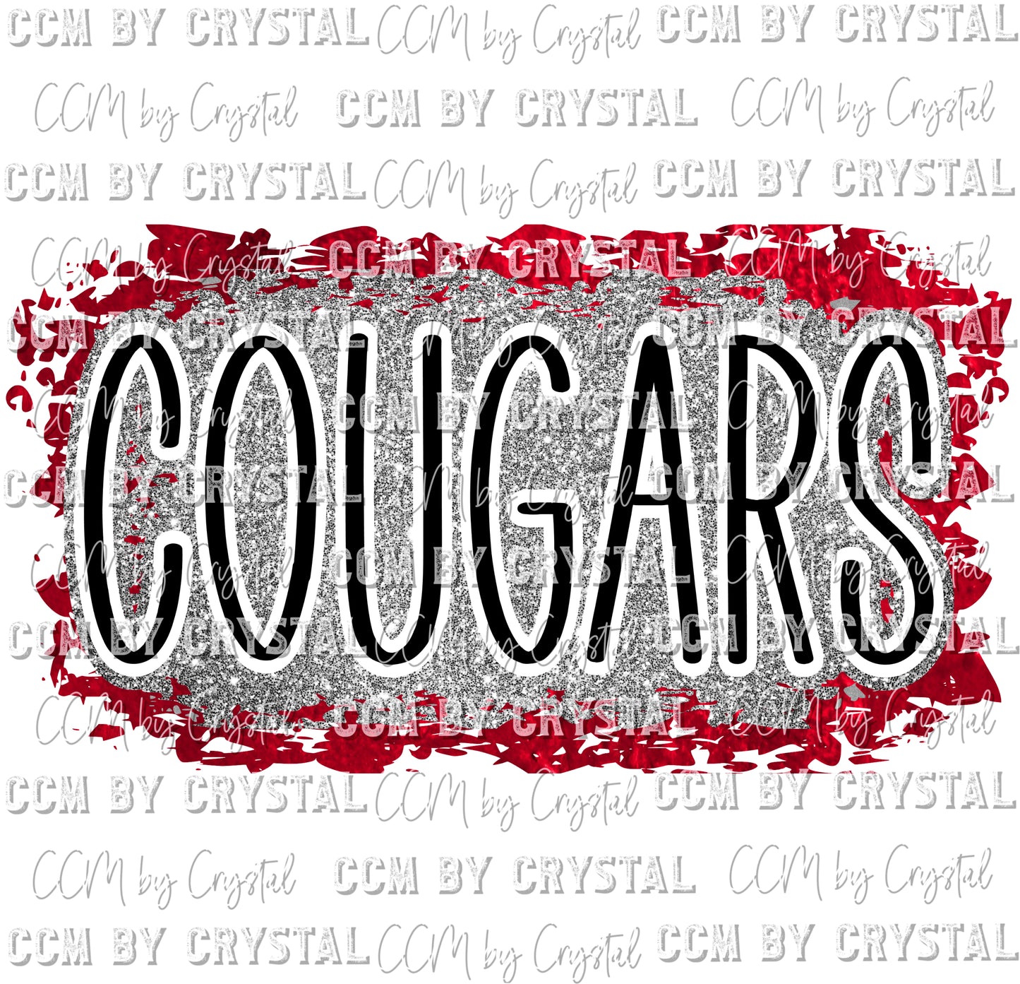 Cougars Red Black Cougar Print Ready to Press Transfer