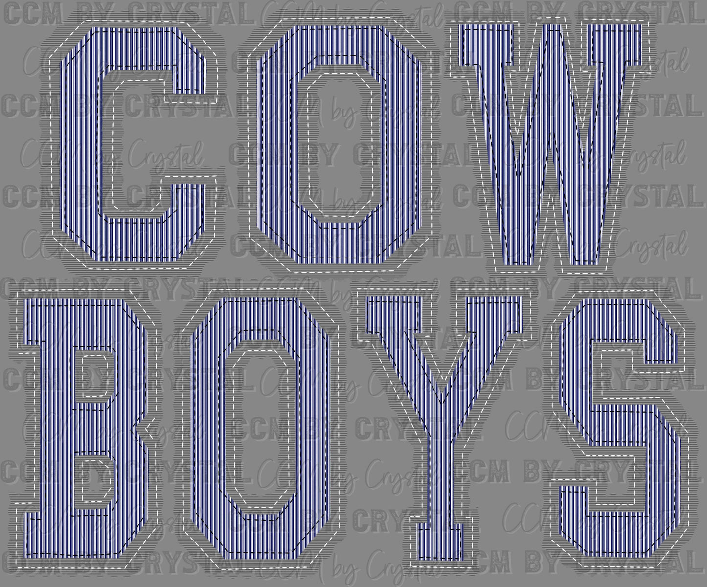 Cowboys Faux Embroidery Navy Grey Sports Mascot Ready to Press Transfer DTF Transfer Sublimation Transfer