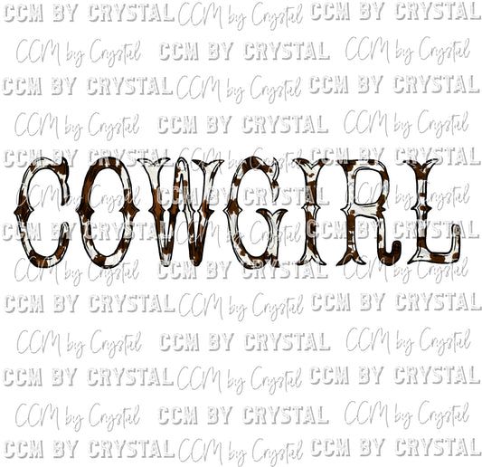 Cowgirl Cowhide Print Ready to Press Transfer