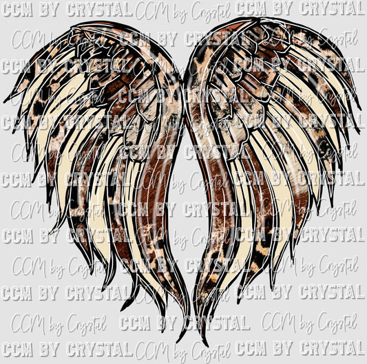 Cowhide and Leopard Wings Ready to Press Transfer