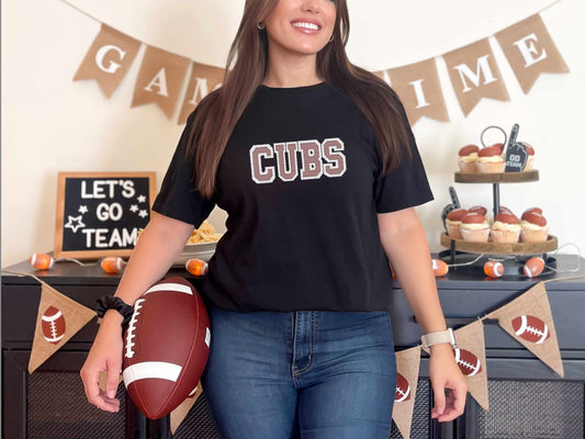 Cubs Faux Embroidery Maroon White Sports Mascot Ready to Press Transfer DTF Transfer Sublimation Transfer