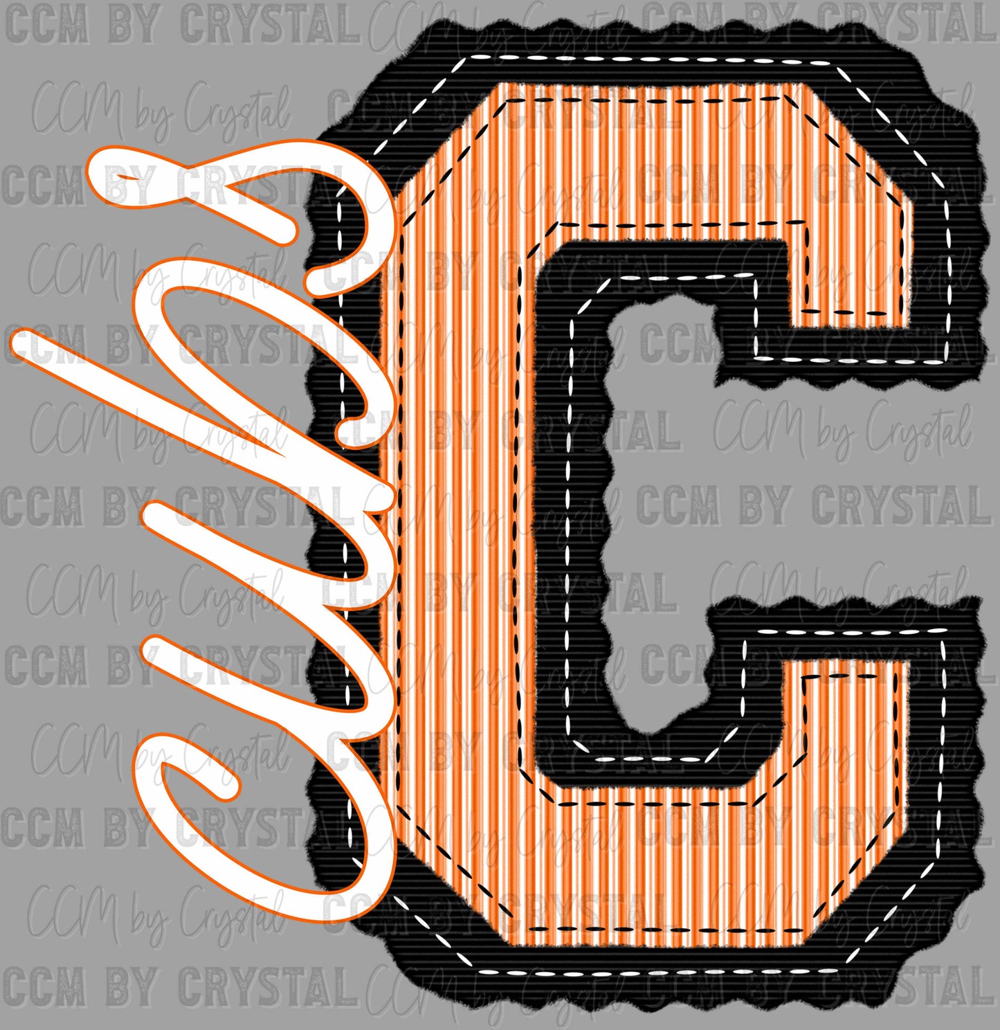 Cubs Faux Embroidery Stripes Orange Sports Mascot Ready to Press Transfer DTF Transfer Sublimation Transfer