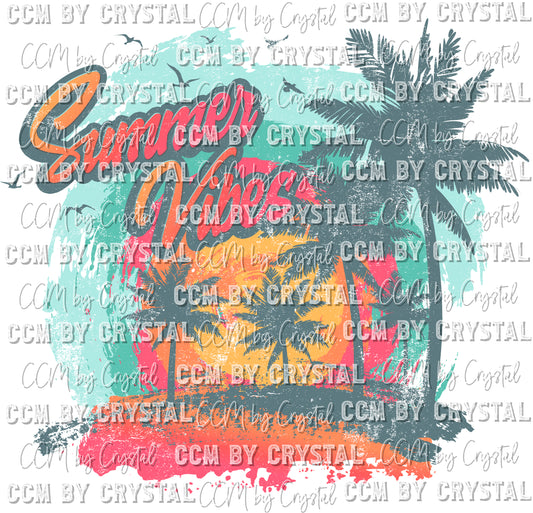Distressed Summer Vibes Print Ready to Press Transfer
