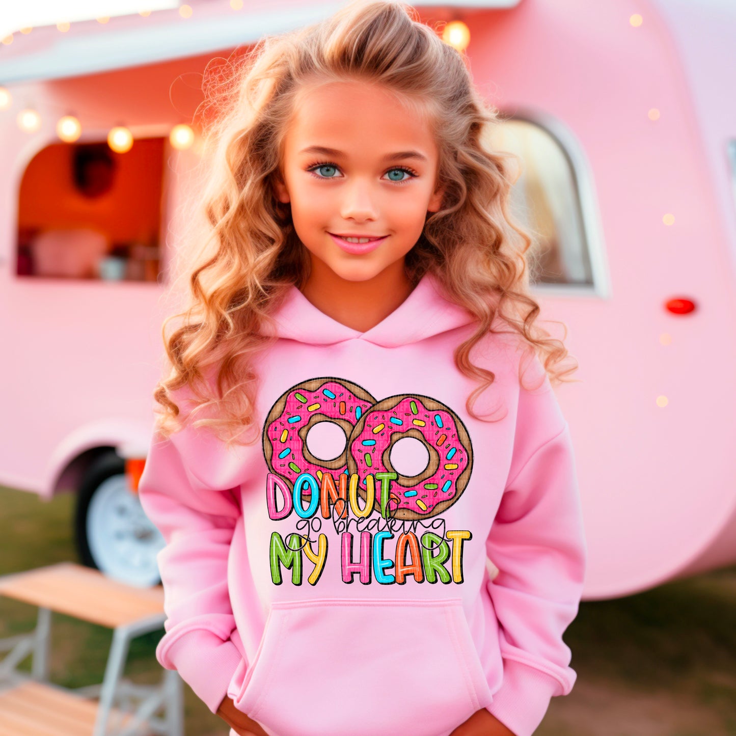 Donut Go Breaking My Heart Valentine's Day Ready to Press Transfer DTF Transfer Sublimation Transfer