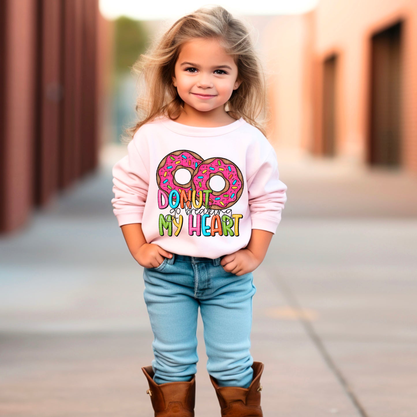 Donut Go Breaking My Heart Valentine's Day Ready to Press Transfer DTF Transfer Sublimation Transfer