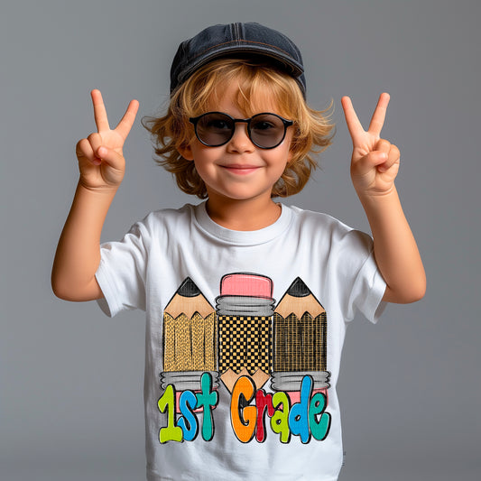 1st Grade Boy Pencils Back to School Ready to Press Transfer DTF Transfer Sublimation Transfer