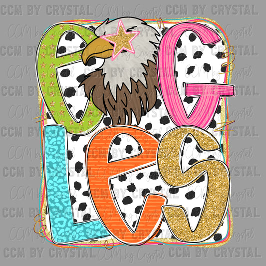 Colorful Eagles Mascot Ready to Press Transfer DTF Transfer Sublimation Transfer