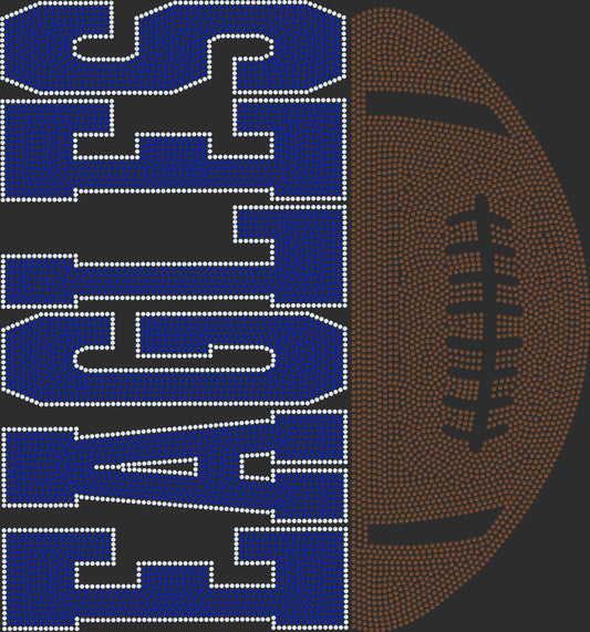 Custom Personalized Your Mascot Football 3-Color Approximately 11" Tall Spangle Transfer