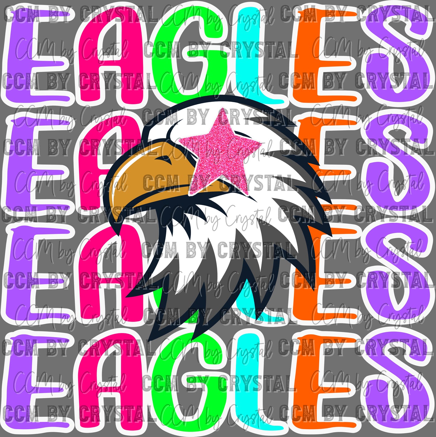 Eagles Colorful Mascot Ready to Press Transfer DTF Transfer Sublimation Transfer