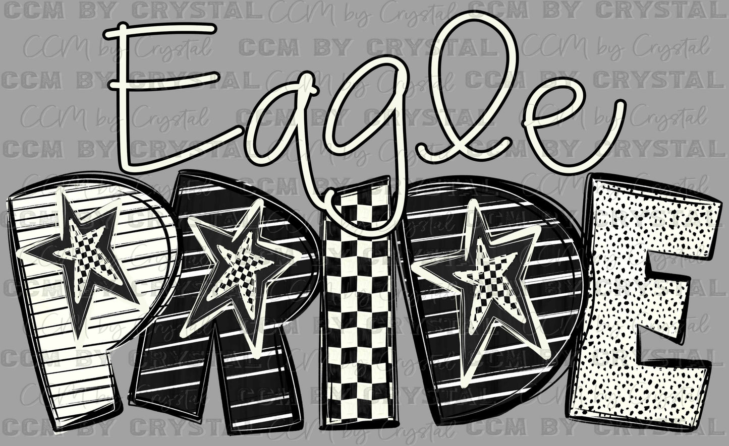 Eagle Pride Stars Checkered Sports Mascot Ready to Press Transfer DTF Transfer Sublimation Transfer
