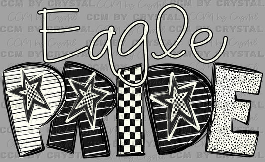 Eagle Pride Stars Checkered Sports Mascot Ready to Press Transfer DTF Transfer Sublimation Transfer