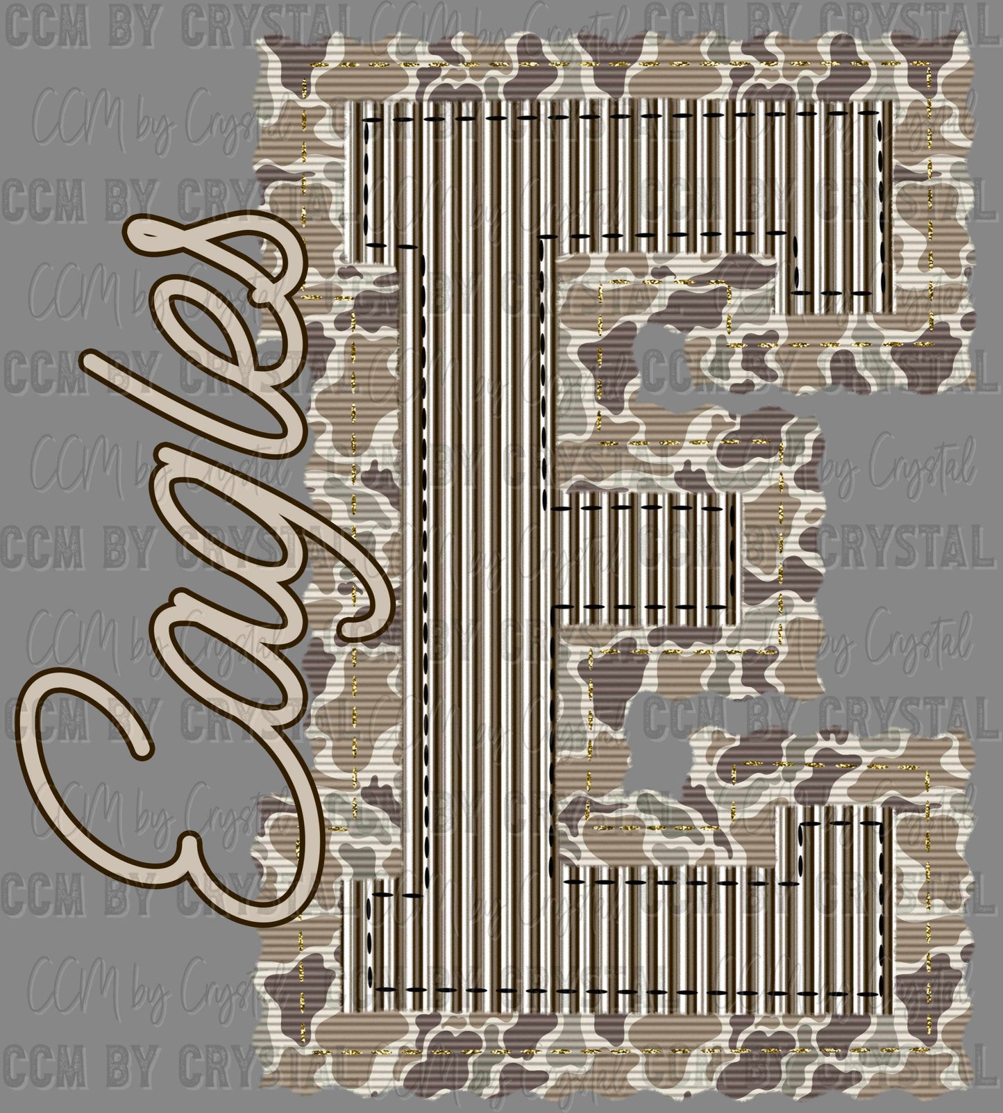 Eagles Faux Embroidery Camo Sports Mascot Ready to Press Transfer DTF Transfer Sublimation Transfer
