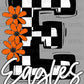 Eagles Orange Flowers Checkered Sports Mascot Ready to Press Transfer DTF Transfer Sublimation Transfer