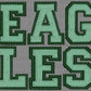 Eagles Faux Embroidery Green Dark Green Sports Mascot Ready to Press Transfer DTF Transfer Sublimation Transfer