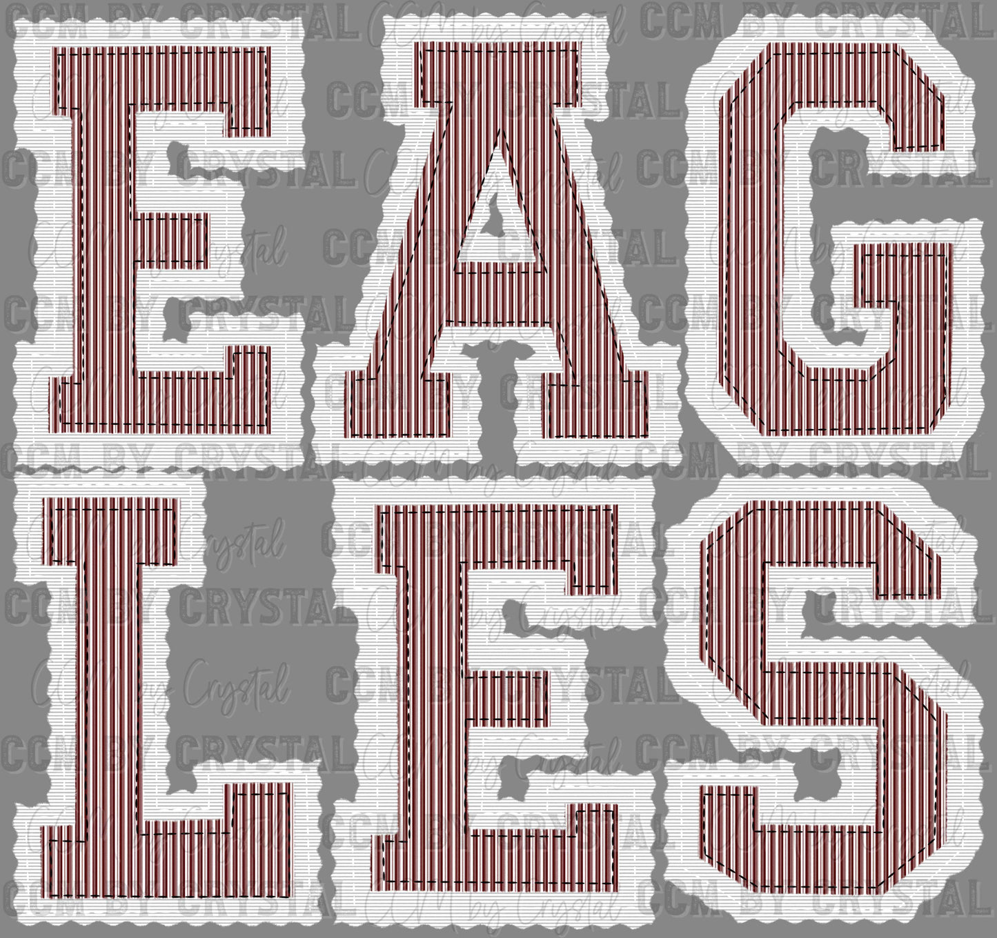 Eagles Faux Embroidery Maroon White Sports Mascot Ready to Press Transfer DTF Transfer Sublimation Transfer