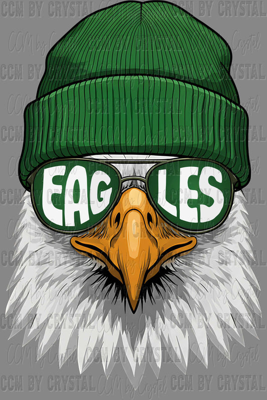 Eagles Sunglasses Green Sports Mascot Ready to Press Transfer DTF Transfer Sublimation Transfer