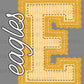 Eagles Faux Embroidery Yellow Sports Mascot Ready to Press Transfer DTF Transfer Sublimation Transfer