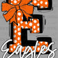 Eagles Orange Bow Dots Sports Mascot Ready to Press Transfer DTF Transfer Sublimation Transfer