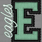 Eagles Faux Embroidery Green Black Sports Mascot Ready to Press Transfer DTF Transfer Sublimation Transfer
