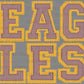 Eagles Faux Embroidery Maroon Yellow Sports Mascot Ready to Press Transfer DTF Transfer Sublimation Transfer