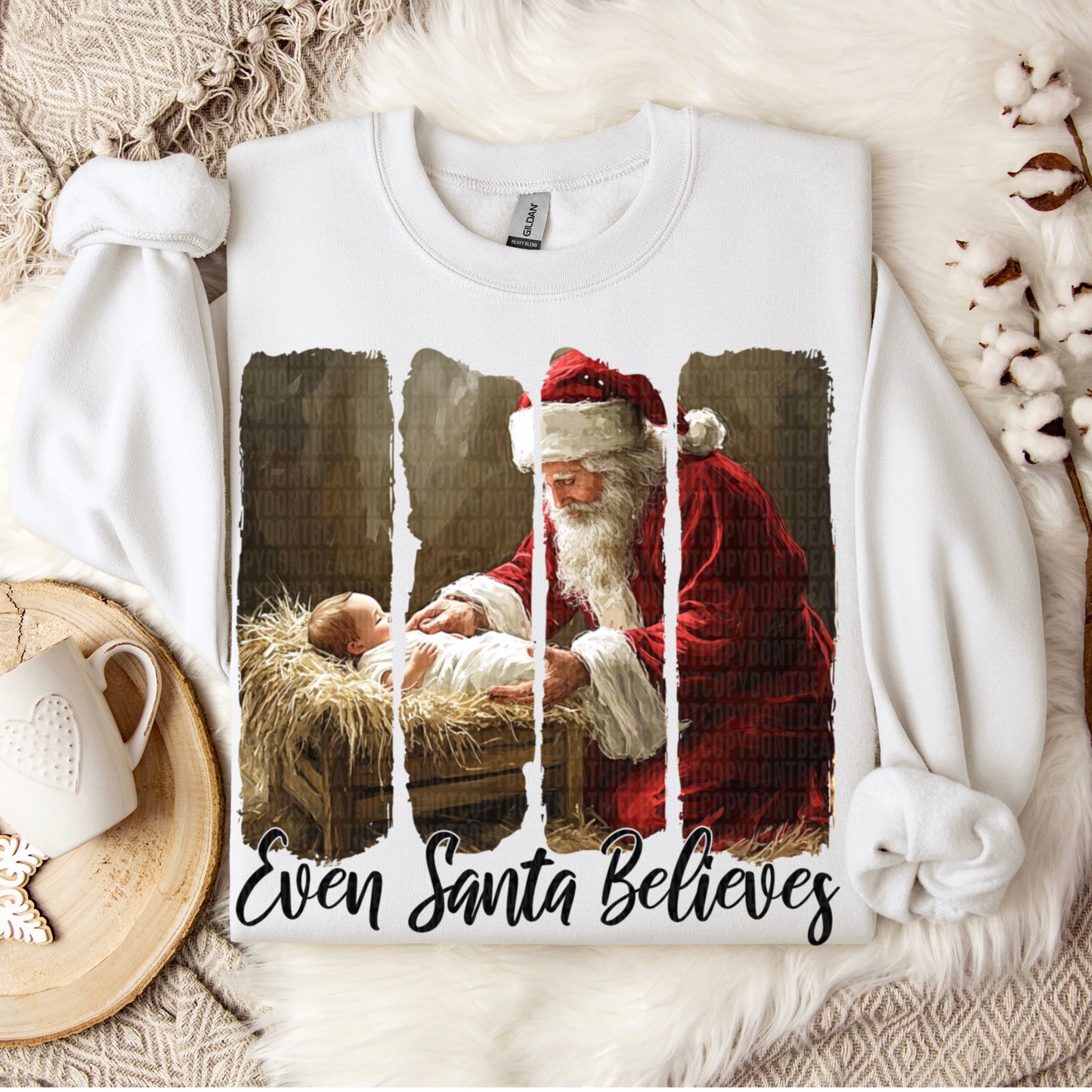 Even Santa Believes Jesus Christmas Ready to Press Transfer Instant Peel DTF Transfer Sublimation Transfer