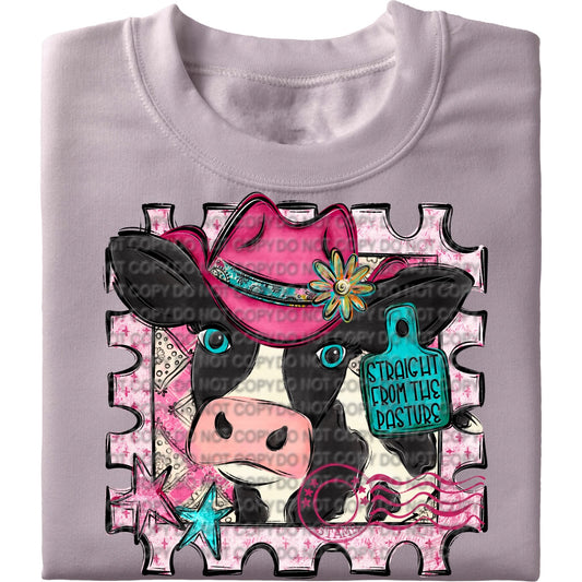 Straight From the Pasture Cow Western Ready to Press Instant Peel DTF Transfers Sublimation Transfers