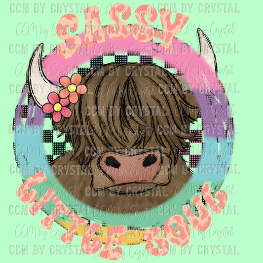 Sassy Little Soul Highland Cow PNG Digital File ONLY