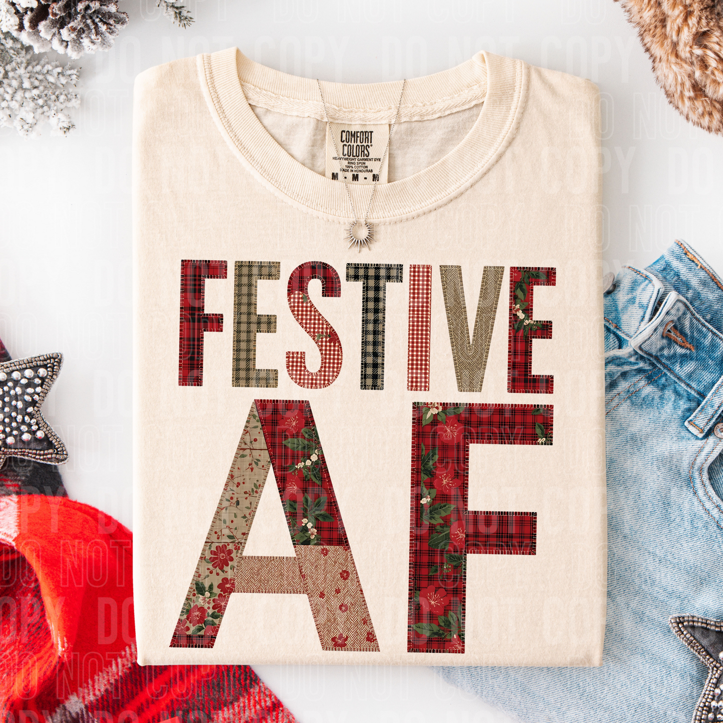 Festive AF Christmas Floral Ready to Press Transfer DTF Transfer Sublimation Transfer