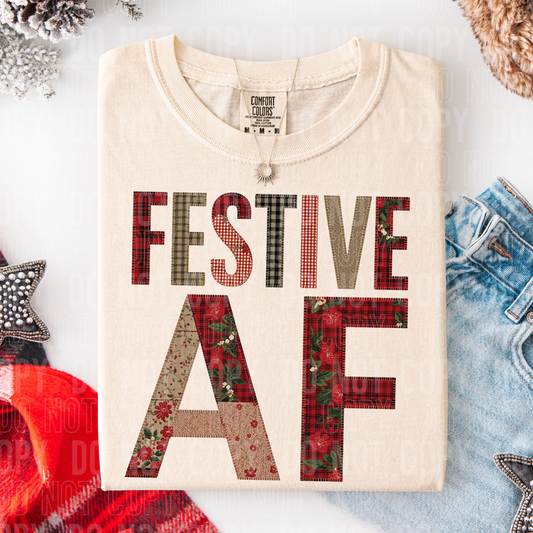 Festive AF Christmas Floral Ready to Press Transfer DTF Transfer Sublimation Transfer