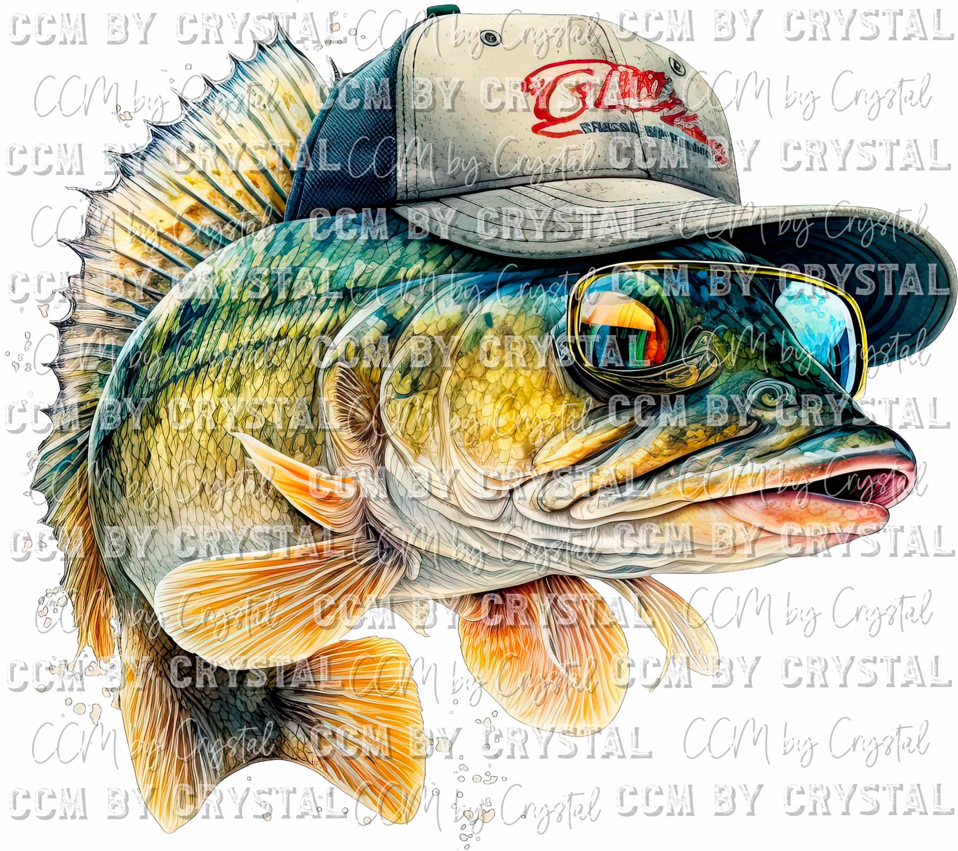 Fish with Trucker's Cap and Sunglasses Fishing Ready to Press Transfer –  CCMbyCrystal