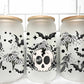 Floral Skeleton Bats Halloween UV Transfer 16oz Libby Glass Can Wrap Ready to Apply