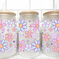 Colorful Flowers UV Transfer 16oz Libby Glass Can Wrap Ready to Apply