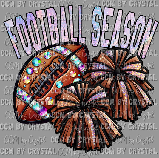 Football Season Faux Glitter Effect Ready to Press Transfer DTF Transfer Sublimation Transfer