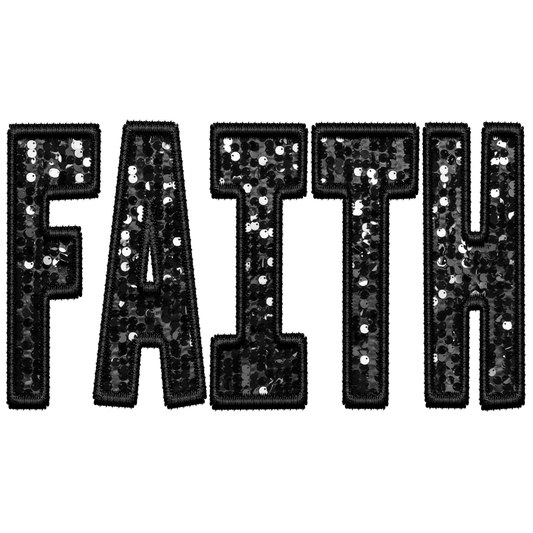 Faith Faux Embroidery Faux Sequins PNG Digital File ONLY
