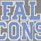Falcons Faux Embroidery Blue White Sports Mascot Ready to Press Transfer DTF Transfer Sublimation Transfer